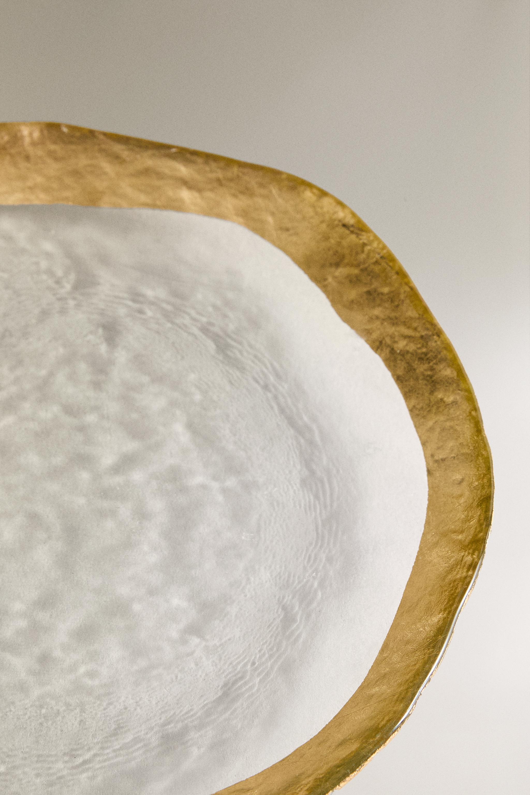 GOLD-RIMMED GLASS SIDE PLATE